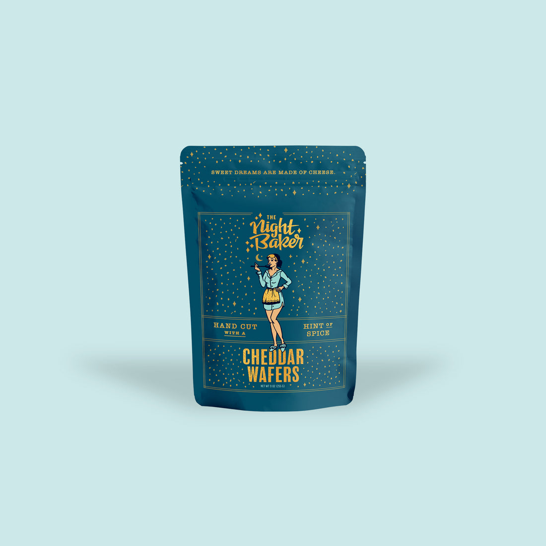 The Night Baker Cheddar Cheese Wafers Only the Best in NC Stand Up Pouch